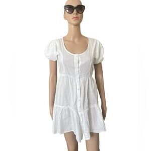 Passport Mini Dress Small Casual Chic Communion Fit And Flare Puff Sleeve White